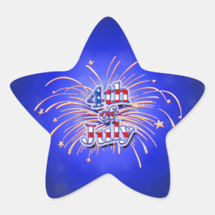 4 juli Fireworks Star Sticker
