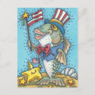 4 JULI FISH & STARFISH VAKANTIE BRIEFKAART