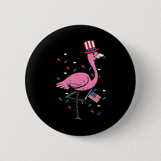 4 juli Flamingo Amerikaanse vlag vogel patriottisc Ronde Button 5,7 Cm (Voorkant)