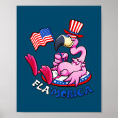 4 juli Flamingo Flamerica Patriotic American Poster (Voorkant)