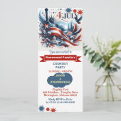 4 juli Food Fireworks Cookout Party Rood Blauw Kaart (Staand voorkant)