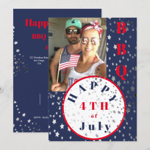 4 juli Foto Red White Blue Stars BBQ Kaart