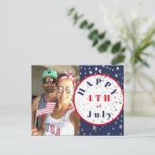 4 juli Foto Red White Blue Stars Briefkaart (Staand voorkant)
