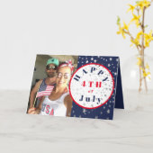 4 juli Foto Red White Blue Stars Kaart (Gele Bloem)