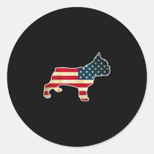 4 juli Franse buldog hond Amerikaanse vlag Ronde Sticker
