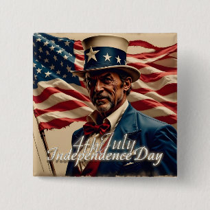 4 juli – Geest van Onafhankelijkheid Vierkante Button 5,1 Cm