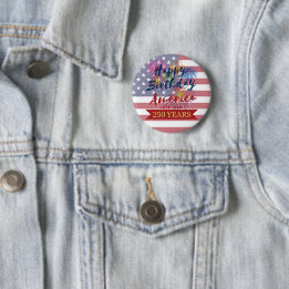 4 juli Gefeliciteerd Verjaardag Amerika USA 250ste Ronde Button 5,7 Cm