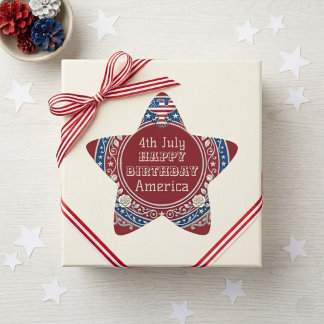 4 juli Gelukkige Verjaardag Amerika Patriottische Ster Sticker