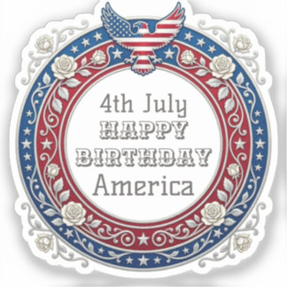 4 juli Gelukkige Verjaardag Amerika Patriottische Sticker
