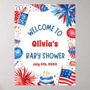 4 juli Genderneutraal Baby shower welkom Poster