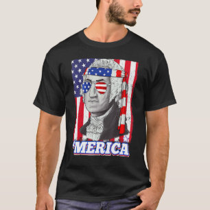 4 juli George Washington Patriottische Merica Vlag T-shirt