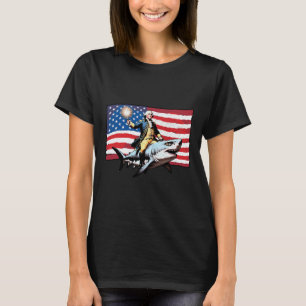 4 juli George Washington Rijden Shark America T-shirt