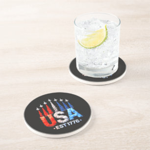 4 juli gevechtsvliegtuigen VS patriottisch Zandsteen Onderzetter