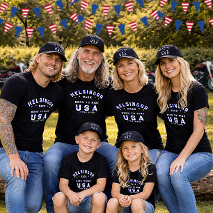 4 juli gezelfsfoto's Born To Ride Blauwe Maatwerk T-shirt
