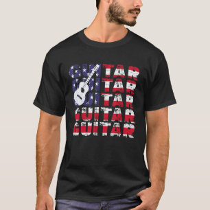 4 juli gitaar Amerikaanse vlag vintage gitarist T-shirt