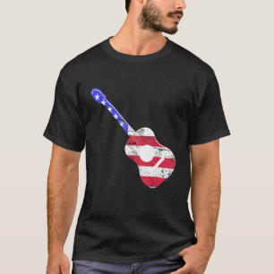 4 juli gitaren muzikant in nood Usa Us vlag T-shirt