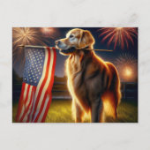 4 juli Golden Retriever Briefkaart (Voorkant)