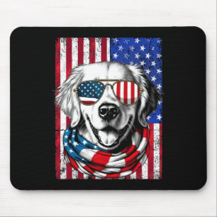 4 juli Golden Retriever Dog Amerikaanse vlag Veren Muismat
