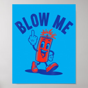 4 juli grappige blaas me vuurwerk poster