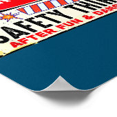 4 juli grappige vuurwerkvuurwerker Veiligheid Poster (Hoek)