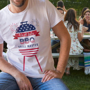 4 juli grill Master bbq barbecue red and blue T-shirt