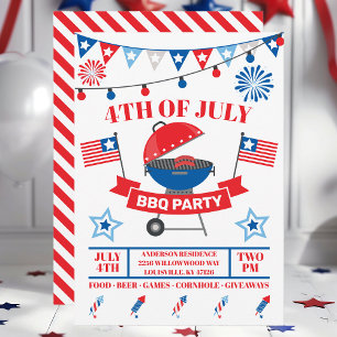 4 juli Grill Rode Barbecue BBQ Feest Kaart