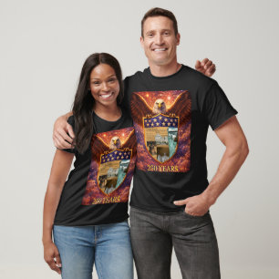 4 juli Grote Amerikaanse Adelaarschild 250ste T-shirt