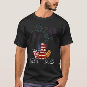 4 juli hamburger hotdog schattige krijger kat vade t-shirt