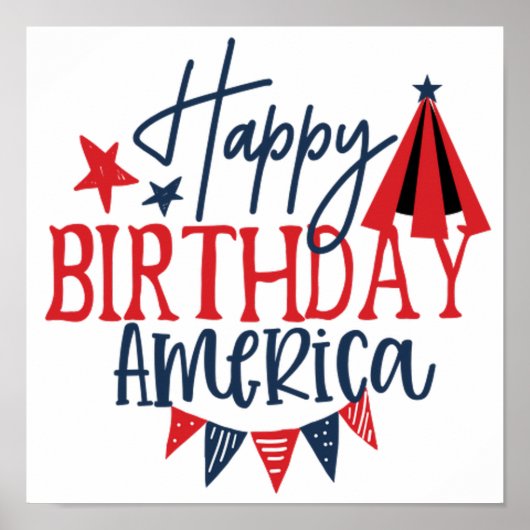 4 juli Happy Birthday america Poster (Voorkant)