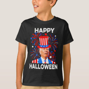 4 juli Happy Halloween grappig Biden verward T-shirt
