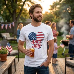 4 juli Hart USA Vlag Patriottisch T-shirt
