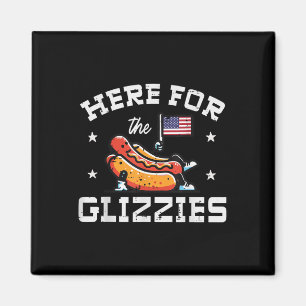 4 juli hier voor Glizzies Hotdog Patriot Mannen W Magneet