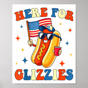 4 juli hier voor Glizzies Hotdog Patriottische Man Poster