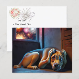 4 juli Hond en Vuurwerk Briefkaart