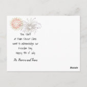 4 juli Hond en Vuurwerk Briefkaart (Achterkant)