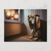 4 juli Hond en Vuurwerk Briefkaart (Voorkant)