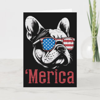4 juli Hond Franse Bulldog Merica Patriottische Vr Kaart