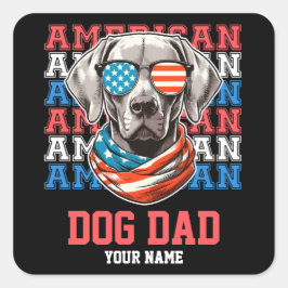 4 juli Hond in Bril Hond Papa Gepersonaliseerd Vierkante Sticker