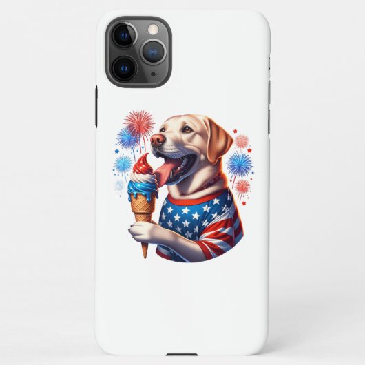 4 juli Hond met Ice Cream Cone iPhone Hoesje (Achterkant)