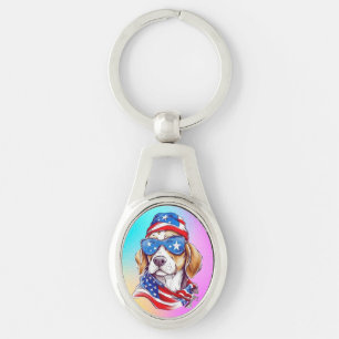 4 juli honden sublimatie-66361 sleutelhanger