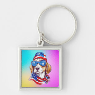 4 juli honden sublimatie-66361 sleutelhanger