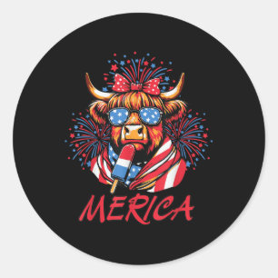 4 juli Hoogland Koe Popsicle Vuurwerk USA AME Ronde Sticker