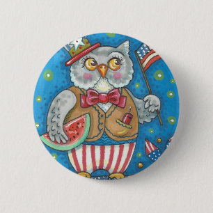 4 JULI HOOT OWL, BIRD BUTTON Ronde