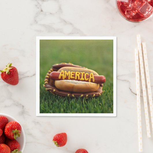 4 juli Hot Dog in honkbalhandschoen Servet (Insitu)