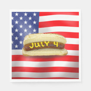 4 juli Hot Dog op Amerikaanse vlag Servet