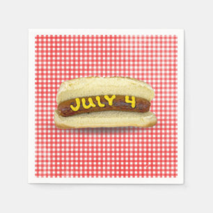 4 juli Hot Dog op Gingham Servet