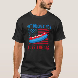 4 juli hotDiggity Dog Ik hou van de VS Hot Do T-shirt