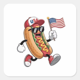 4 juli Hotdog Amerikaanse Onafhankelijkheid 1776 Vierkante Sticker