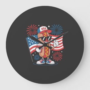 4 juli Hotdog Amerikaanse Vlag Patriottisch Vuurwe Grote Klok