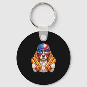 4 juli hotdog cavalier king charles spaniël sleutelhanger